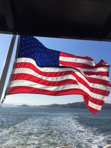Flying from the boat to Alcatraz