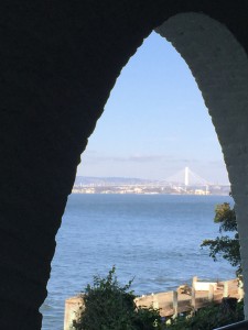 Looking back to the bay bridge from Alcatraz